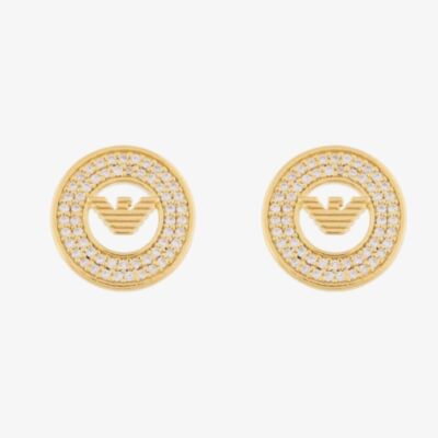 Emporio Armani Gold Tone Round Logo Coin Stud Earrings EG3629710