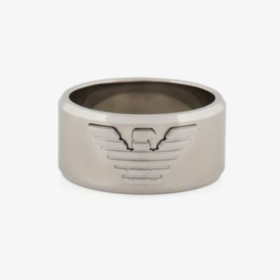 Emporio Armani Mens Stainless Steel Logo Band Ring EGS3166040 U