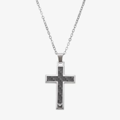 Emporio Armani Black Carbon Fibre Cross Necklace EGS1705040