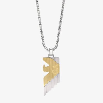 Emporio Armani Two Colour Stainless Steel & Gold Plated Eagle Logo Necklace EGS3073040
