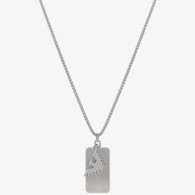 Emporio Armani Mens Stainless Steel Logo Dog Tag Necklace EGS3167040