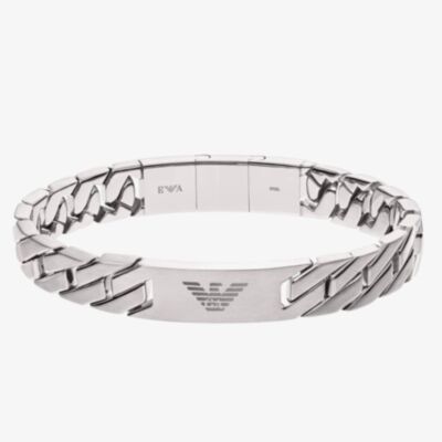 Emporio Armani Mens Heritage Stainless Steel Logo Link Bracelet EGS2435040