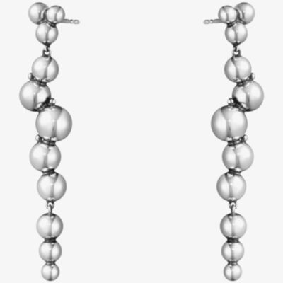 Georg Jensen Moonlight Grapes Long Dropper Sterling Silver Earrings 10019040