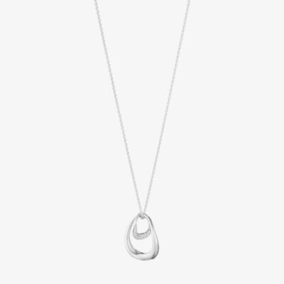 Georg Jensen Offspring Sterling Silver 0.08ct Diamond Pave Necklace 10015848
