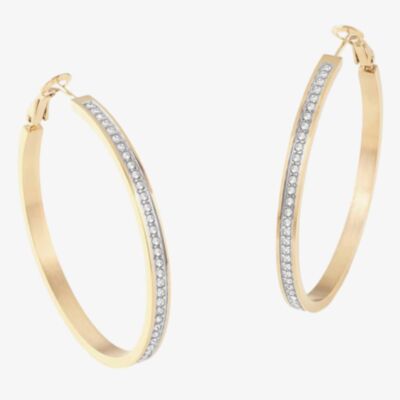Guess Colour My Day Gold Plated Crystal 50mm Hoop Earrings JUBE02247JW YG