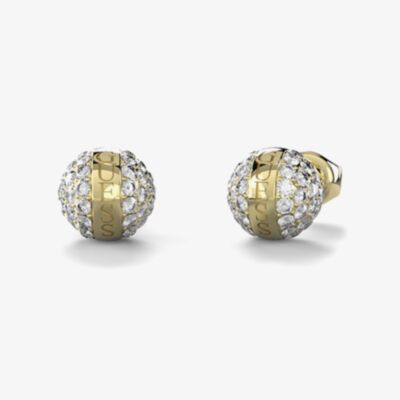 Guess Calypso Gold Tone Crystal Sphere Studs Earrings UBE04459YG