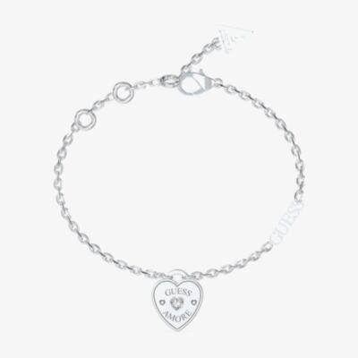 Guess Amore Silver Heart Charm Bracelet UBB05057RHL