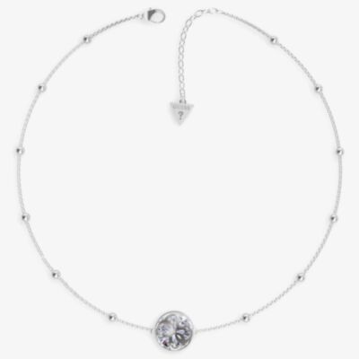Guess Boule 4G Silver-Tone Crystal Necklace UBN01388RH