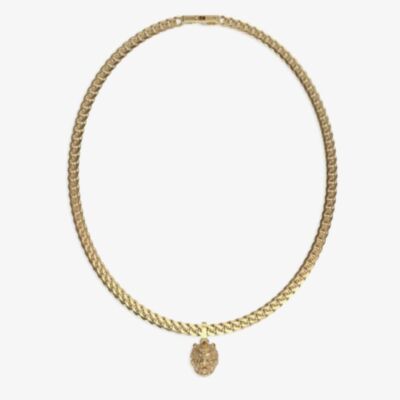 Guess Lion King Gold Plated Lion Head Necklace UMN01301YG