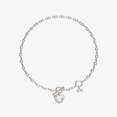 Guess In My Heart Crystal Heart Wave Charm T-Bar Necklace UBN04494RH