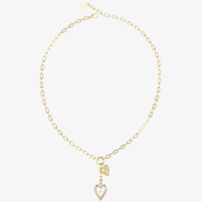 Guess Love Me Tender Crystal Two Heart Necklace UBN03234YGRH