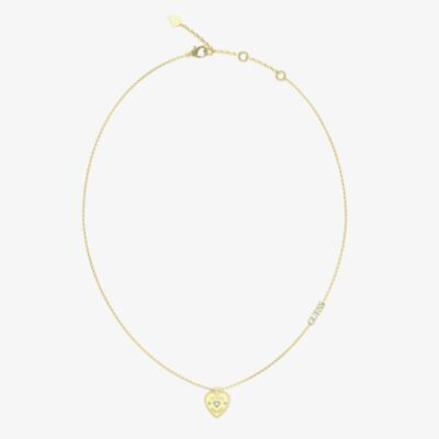 Guess Amore Gold Tone 18 Inch Crystal Heart Necklace UBN05056YG