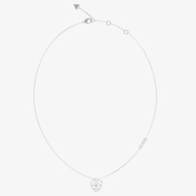 Guess Amore Silver Rhodium 18 Inch Crystal Heart Necklace UBN05056RH