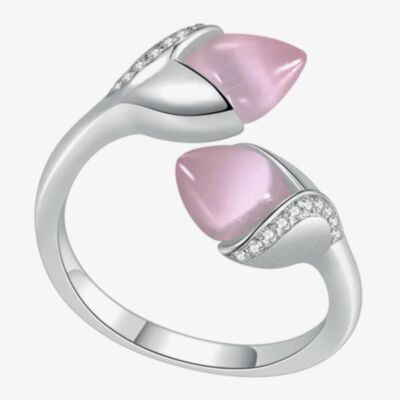 Fei Liu Magnolia Silver Double Stone Ring MAG-925R-002-CEGY 
