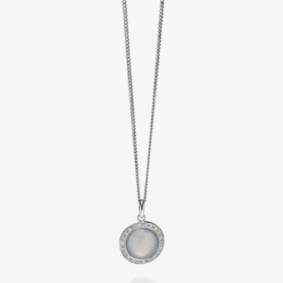 Fiorelli Ladies Silver Round Lavender Chalcedony Pave Pendant P4240