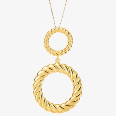 Fiorelli Gold Plated Rope Pattern Circle Drop Necklace P5192