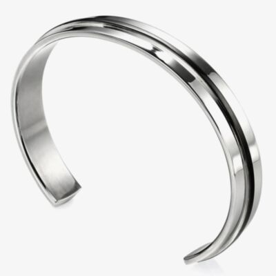 Fred Bennett Stainless Steel Black PVD Stripe Open Cuff B3393