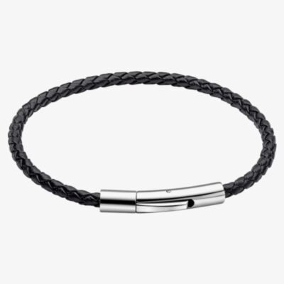 Fred Bennett Smaller Fit Black Braided Leather Bracelet B5626