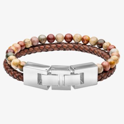 Fred Bennett Red Turquoise Brown Leather Bracelet B5636