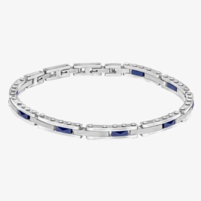 Fred Bennett Stainless Steel Blue Ceramic Link Bracelet B5631
