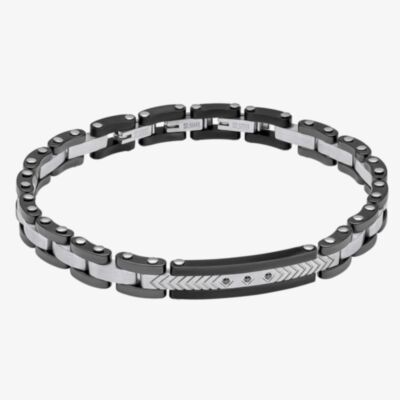 Fred Bennett Stainless Steel Black Ceramic Link Bracelet B5630