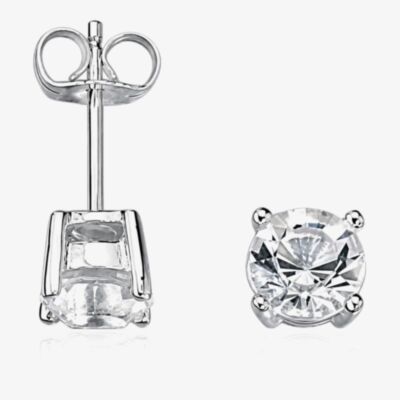 Fred Bennett Mens Silver Crystal Stud Earrings E2657C