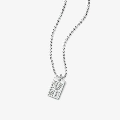 D For Diamond Sterling Silver Diamond Union Jack Dog Tag N3680