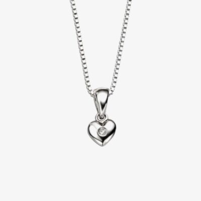 D For Diamond Silver Heart Diamond Pendant Necklace P620