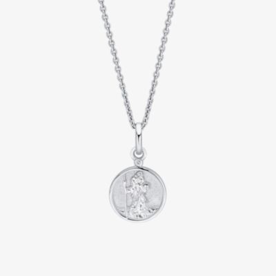 D For Diamond Silver St Christopher Pendant Necklace P5564