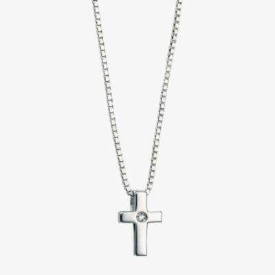 D For Diamond Silver Cross Pendant Necklace P800