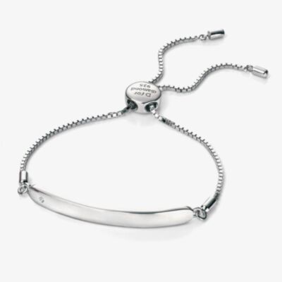 D For Diamond Sterling Silver ID Chain Bracelet B4788