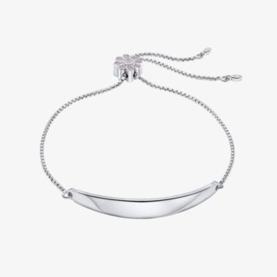 D For Diamond Sterling Silver Pink Flower Toggle Bracelet B5485