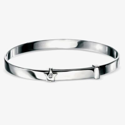 D For Diamond Sterling Silver Star Baby Bangle B772