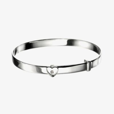 D For Diamond Sterling Silver Heart Baby Bangle B773