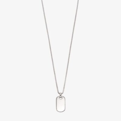 Little Star Boys Oli Silver Dog Tag Pendant Necklace LSN0231