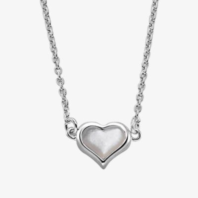 Little Star Girls Talitha Mother Of Pearl Heart Pendant Necklace LSN0563