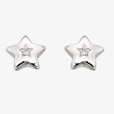 Little Star Girls Noor Silver Diamond Star Stud Earrings LSE0032