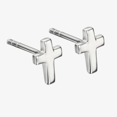 Little Star Girls Eden Silver Cross Stud Earrings LSE0528