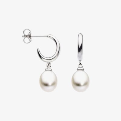 Kit Heath Coast Pebble Pearl Droplet Semi Hoop Earrings 50183FP
