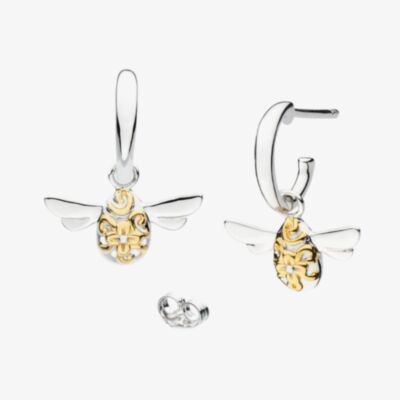 Kit Heath Blossom Flyte Honey Bee Semi Hoop Drop Earrings 60338GRP