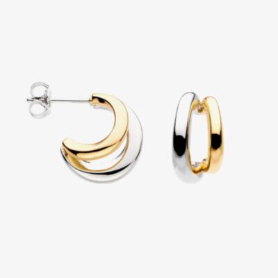 Kit Heath Bevel Cirque Link Golden Double Semi Hoop Stud Earrings 61886GRP