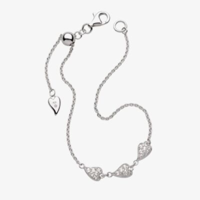 Kit Heath Desire Kiss Precious Pavé Heart Triplet 7 Inch Bracelet 70511WT