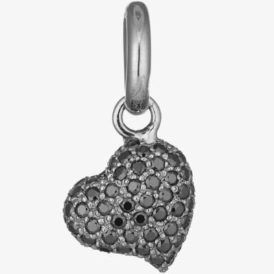 Story Black Rhodium Silver Round Cubic Zirconia Pave Heart 6208853