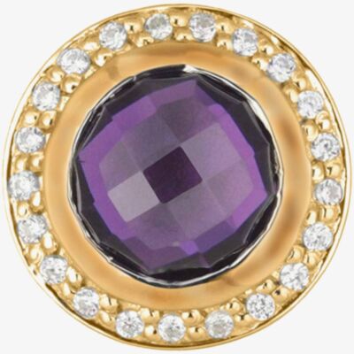Story Gold Plated Clear Purple Cubic Zirconia Button Charm 5208888