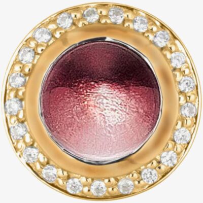 Story Silver Gold Plated Clear Cubic Zirconia Round Rose Quartz Charm 5408890 