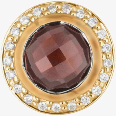 Story Silver Gold Plated Clear Cubic Zirconia Round Smoky Quartz Charm 5408891