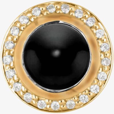 Story Silver Gold Plated Clear Cubic Zirconia Round Onyx Charm 5408892