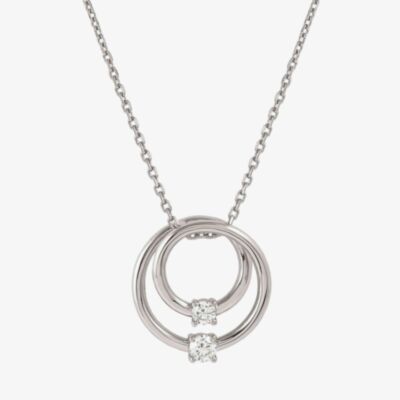 Nomination Cosmic Love White Rhodium Cubic Zirconia Large Double Circle Pendant Necklace 241708/053
