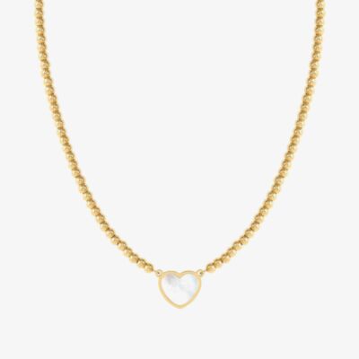 Nomination Emosfere Gold Tone Mother Of Pearl Heart Ball Bead Necklace 134216/036