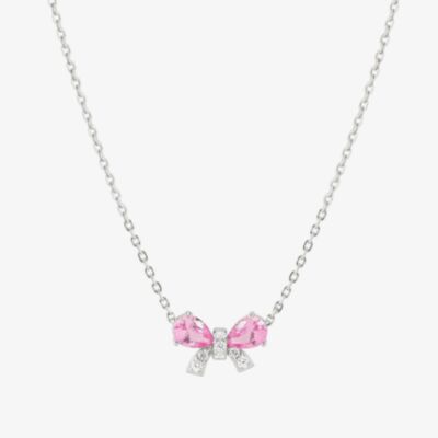 Nomination Shine Me Up Silver Pink & White Cubic Zirconia Bow Necklace 241902/009